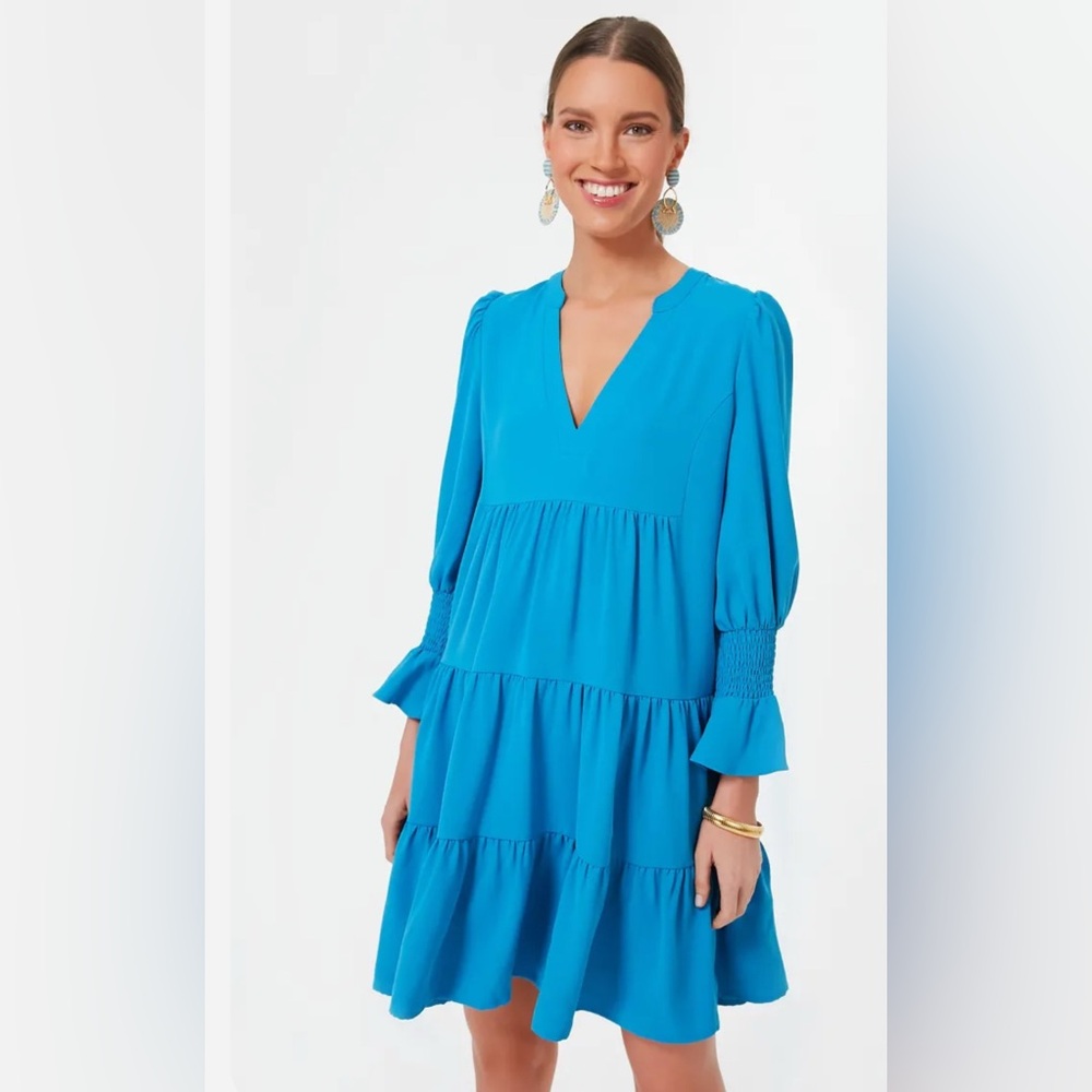 Tuckernuck POMANDER PLACE Capri Blue Crepe Kenzo Dress XS Boho Prairie